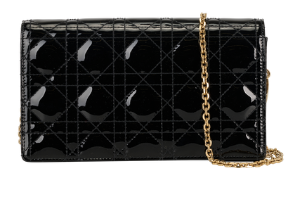 Lady Dior Pouch With Chain, &pound;750, Handbags, Black, Patent Leather, Front view